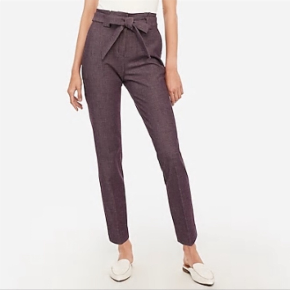 Express High Waisted Paperbag Ankle Pant Purple Size 10
